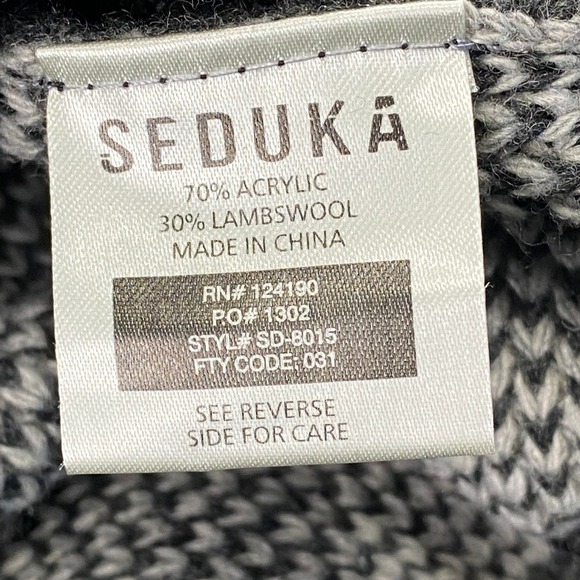 Seduka Sweater Mens XL Lambs wool Blend Shawl Collar Cardigan Elbow Patches Grey - Picture 6 of 11